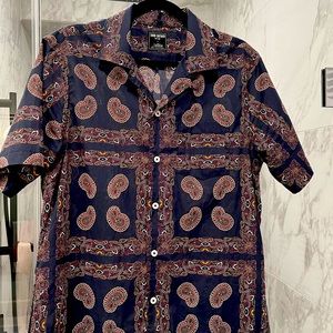 Men’s Todd Snyder Bandana “Camp Collar” short sleeve button down shirt